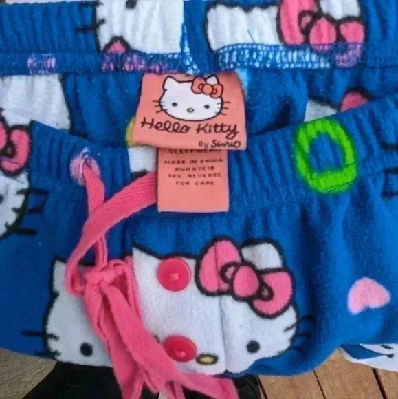 Woman’s Rare Vintage Hello Kitty Fleece PJ Pants | XL | Royal Blue - Picture 6 of 6